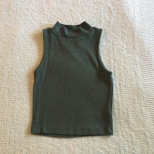 H&M Olive Green Mock Neck Crop Tank Top